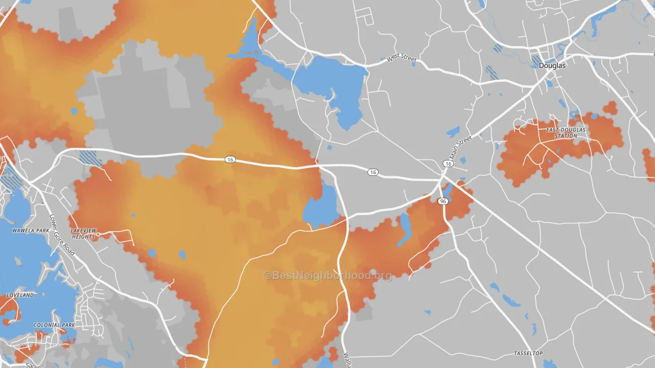 Bike Grade map of South Sutton, MA