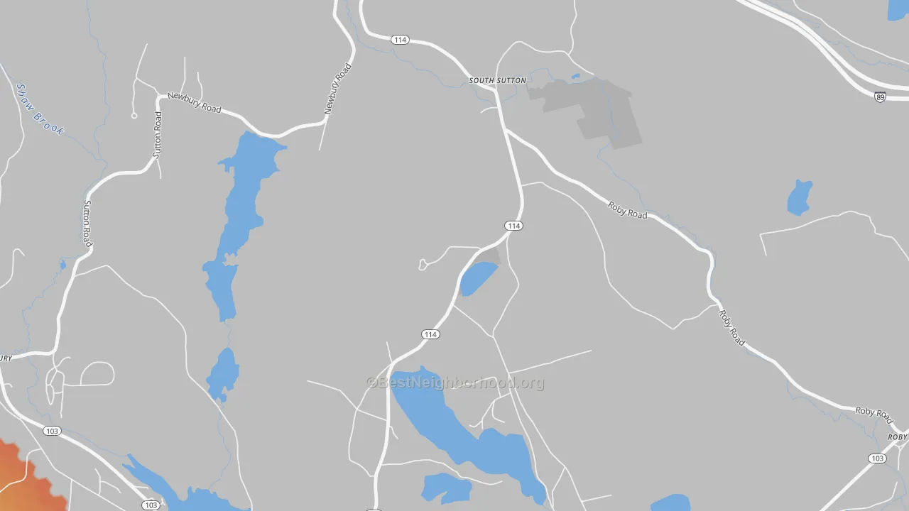 Bike Grade map of South Sutton, NH
