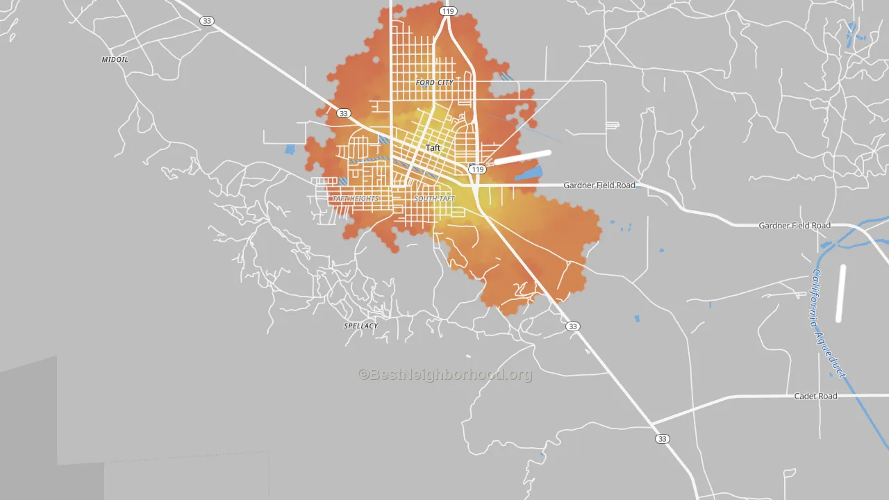 Bike Grade map of South Taft, CA