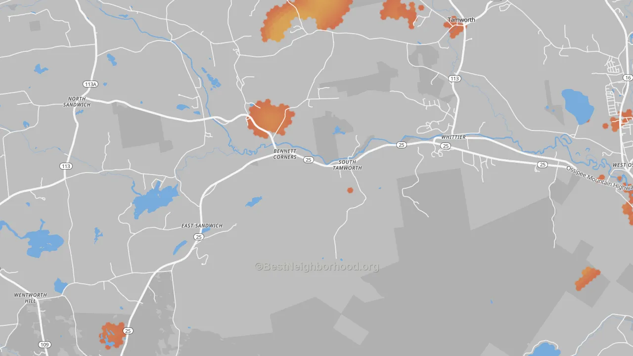 Bike Grade map of South Tamworth, NH