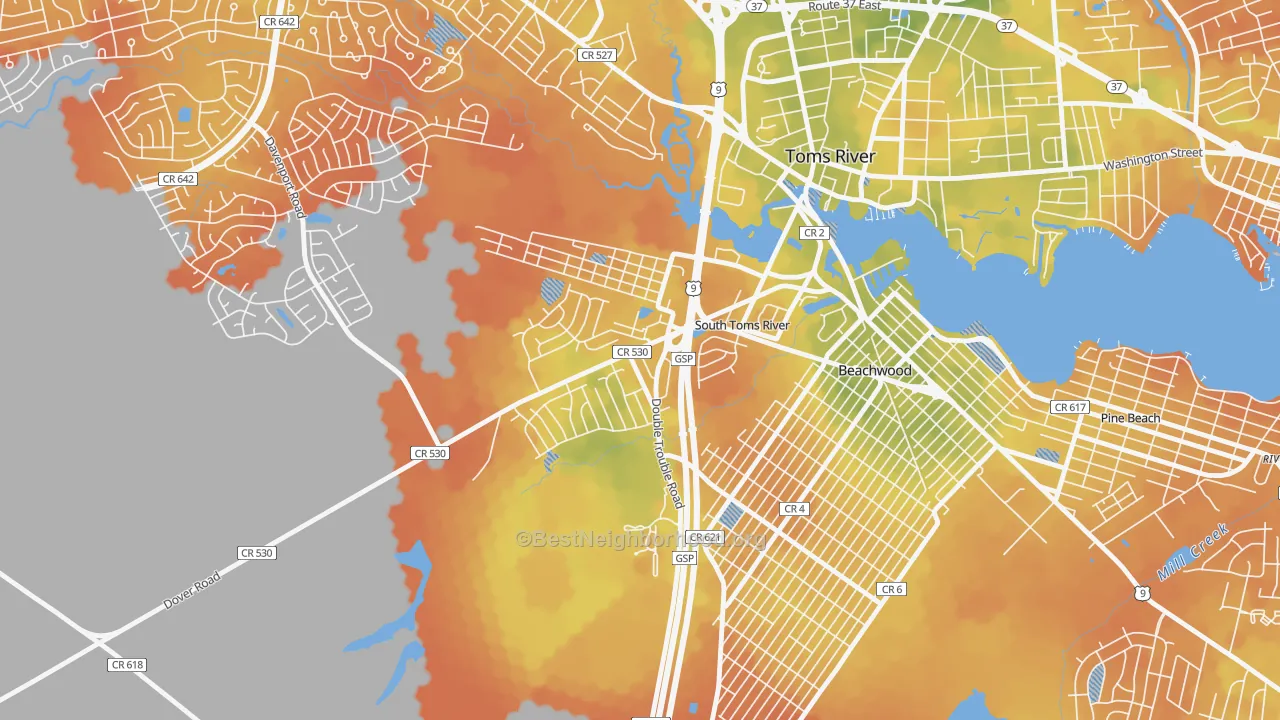 Bike Grade map of South Toms River, NJ
