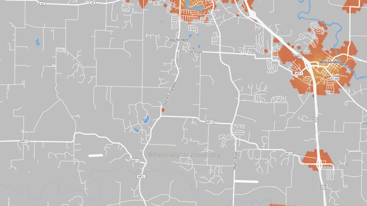 Bike Grade map of South Troy, MO