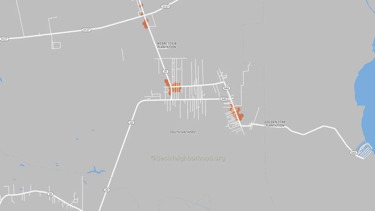 Bike Grade map of South Vacherie, LA