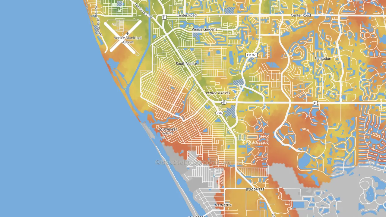 Bike Grade map of South Venice, FL