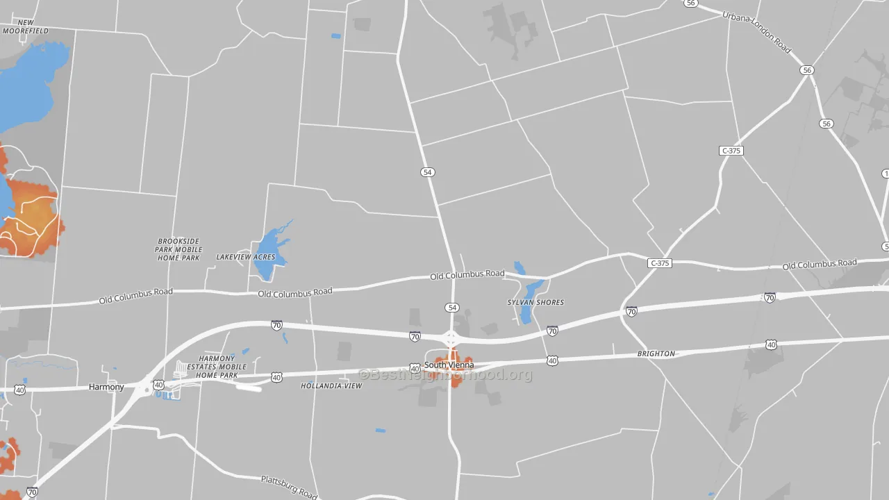 Bike Grade map of South Vienna, OH
