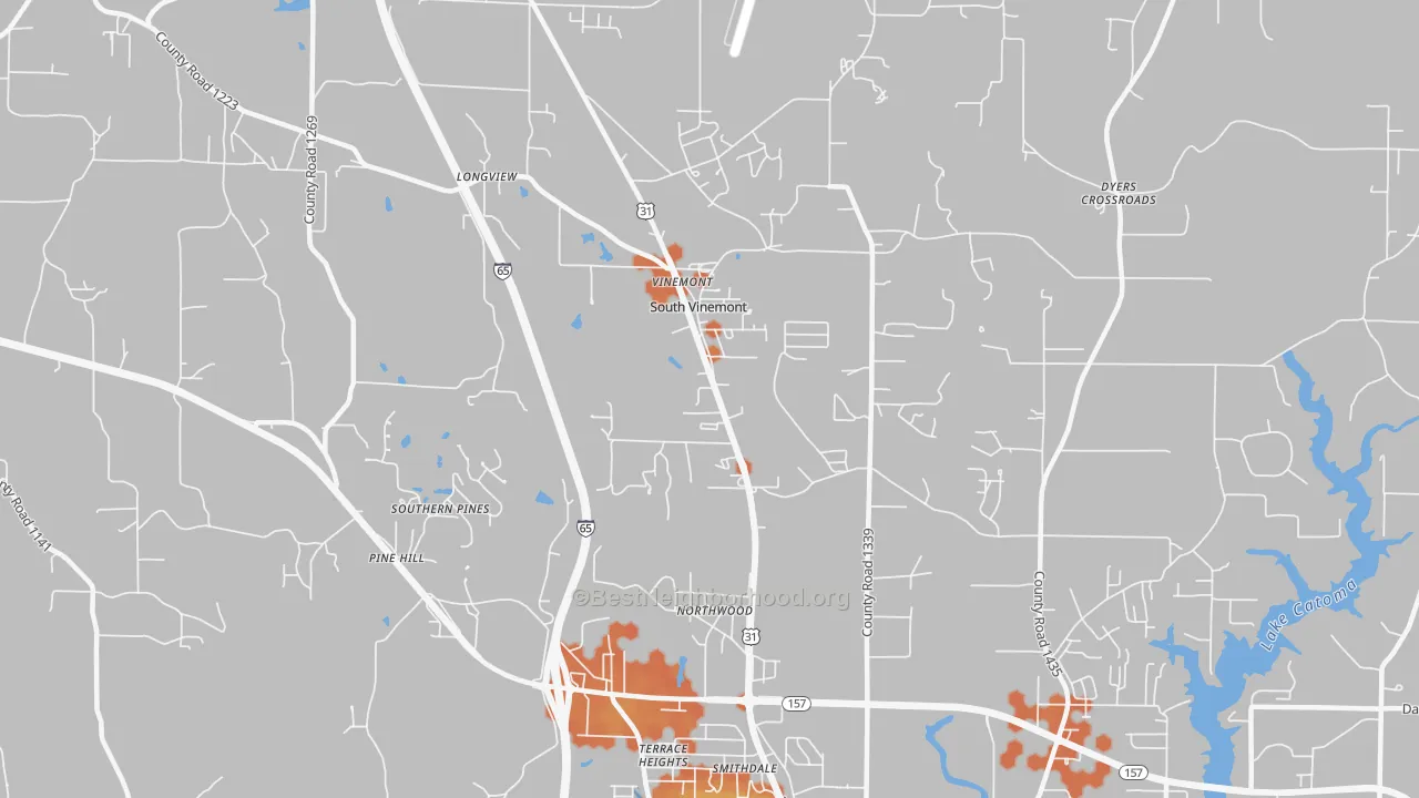 Bike Grade map of South Vinemont, AL