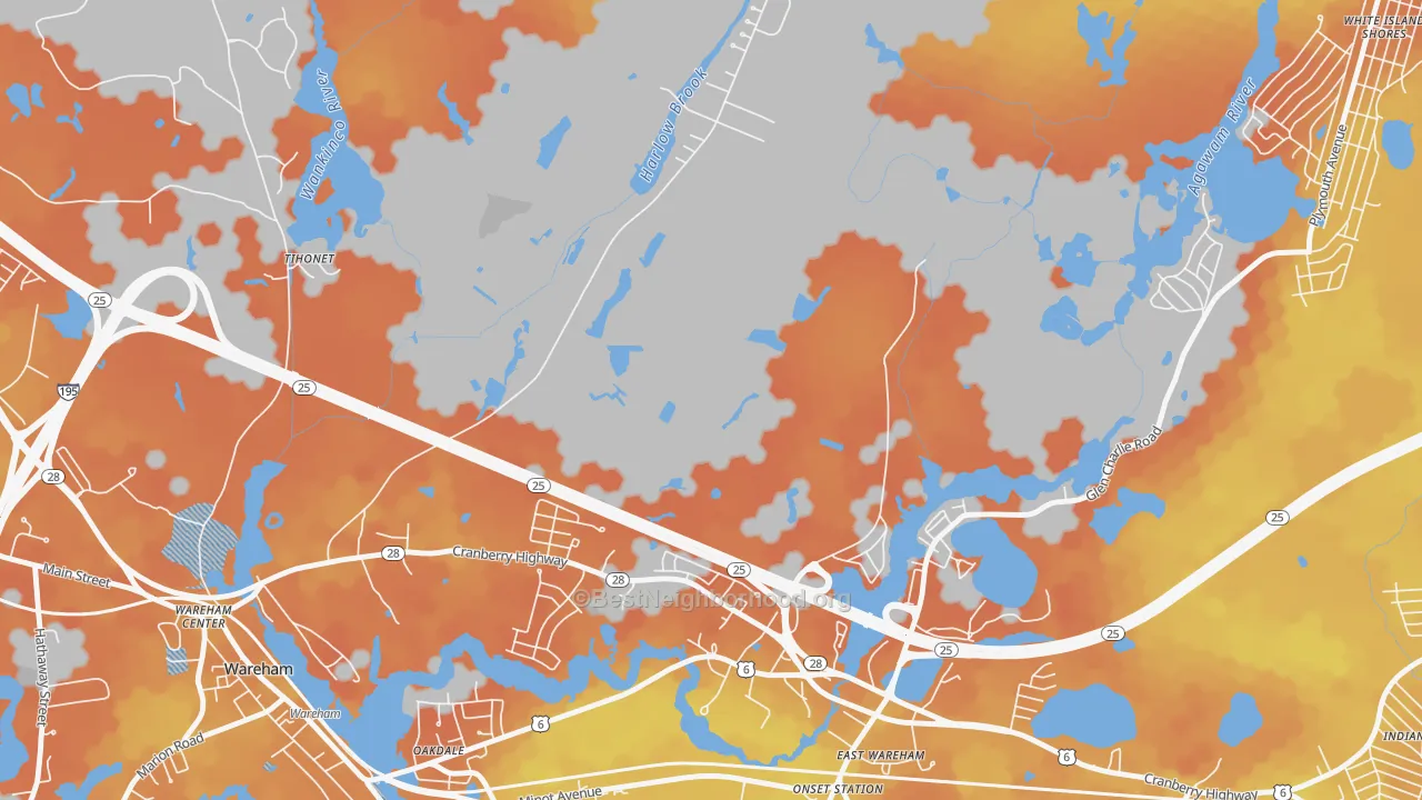 Bike Grade map of South Wareham, MA