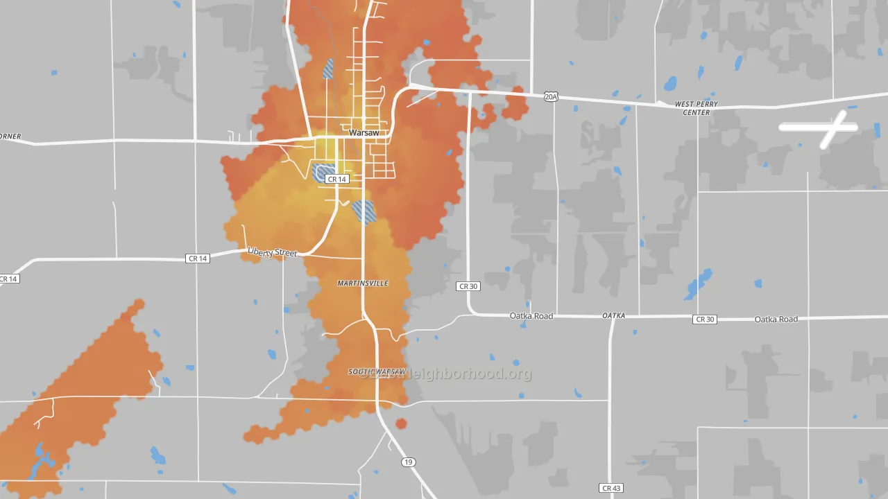 Bike Grade map of South Warsaw, NY
