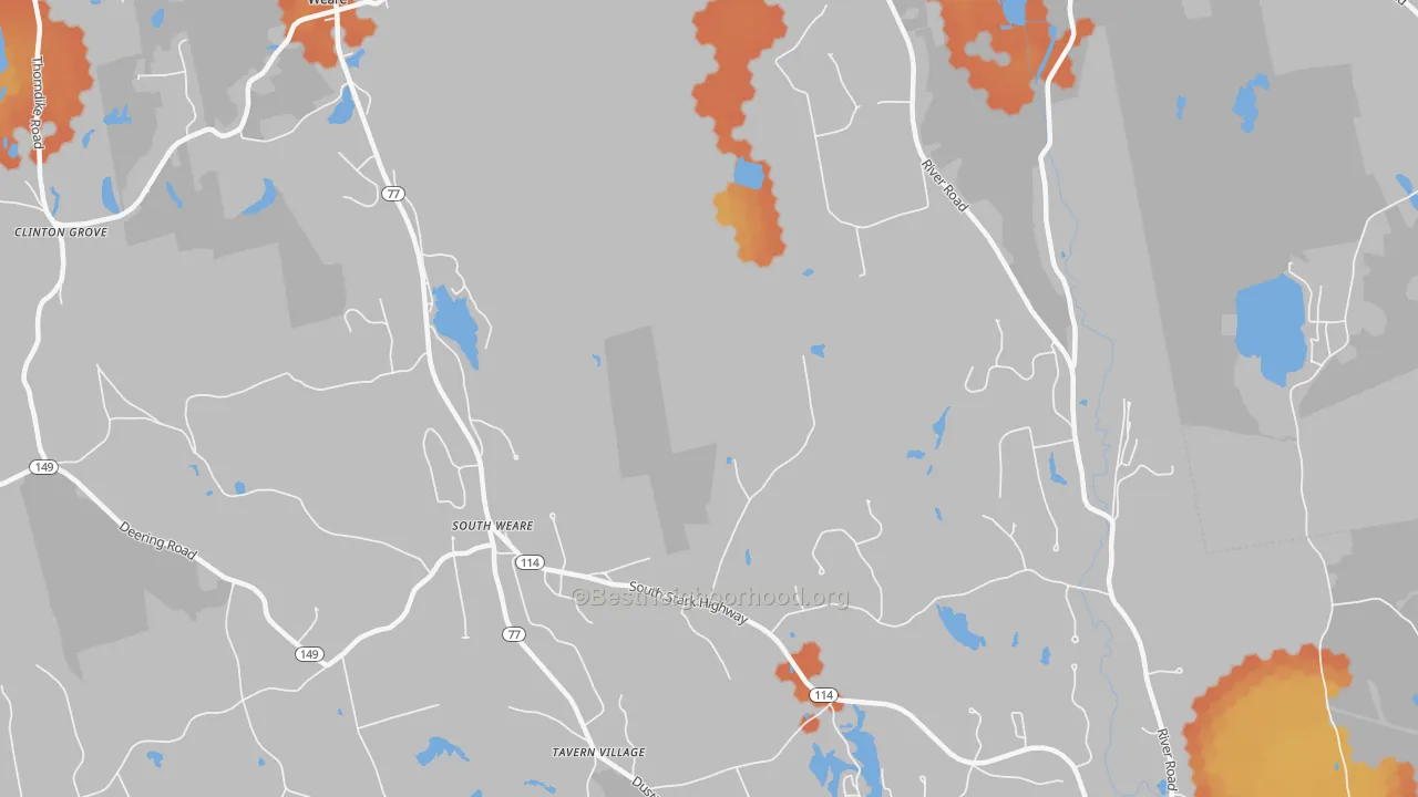 Bike Grade map of South Weare, NH
