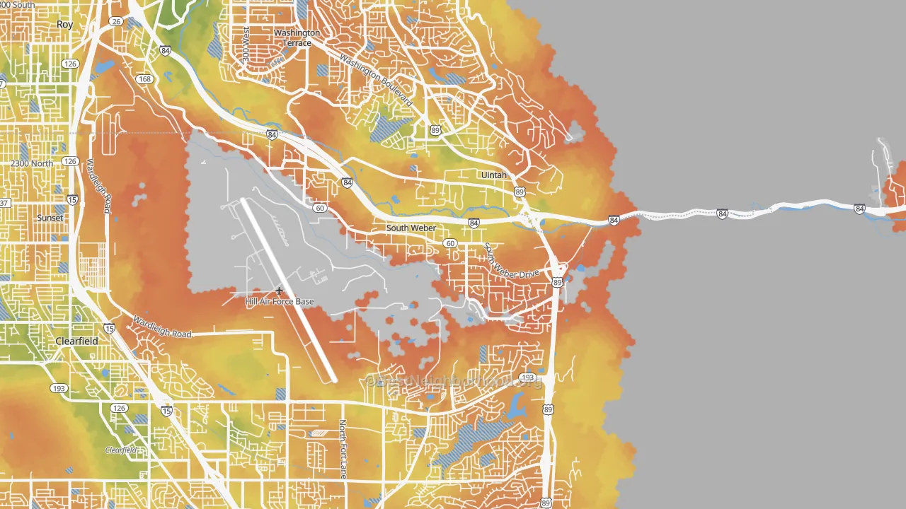 Bike Grade map of South Weber, UT
