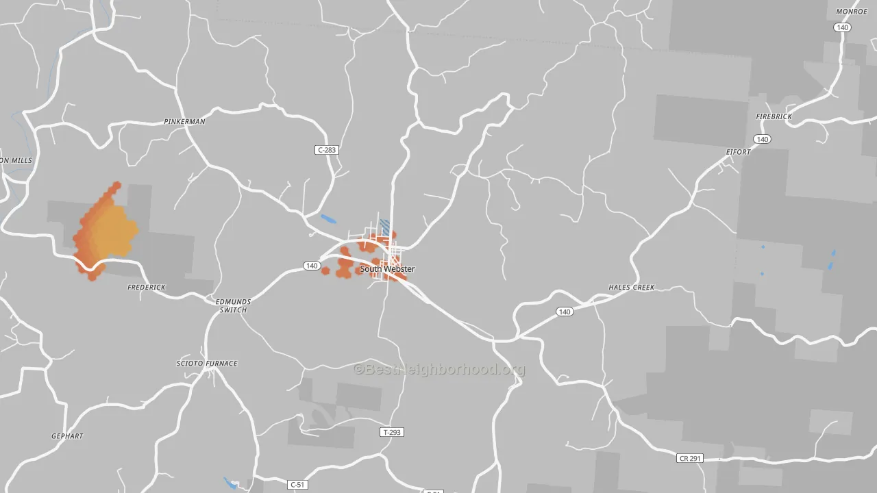 Bike Grade map of South Webster, OH