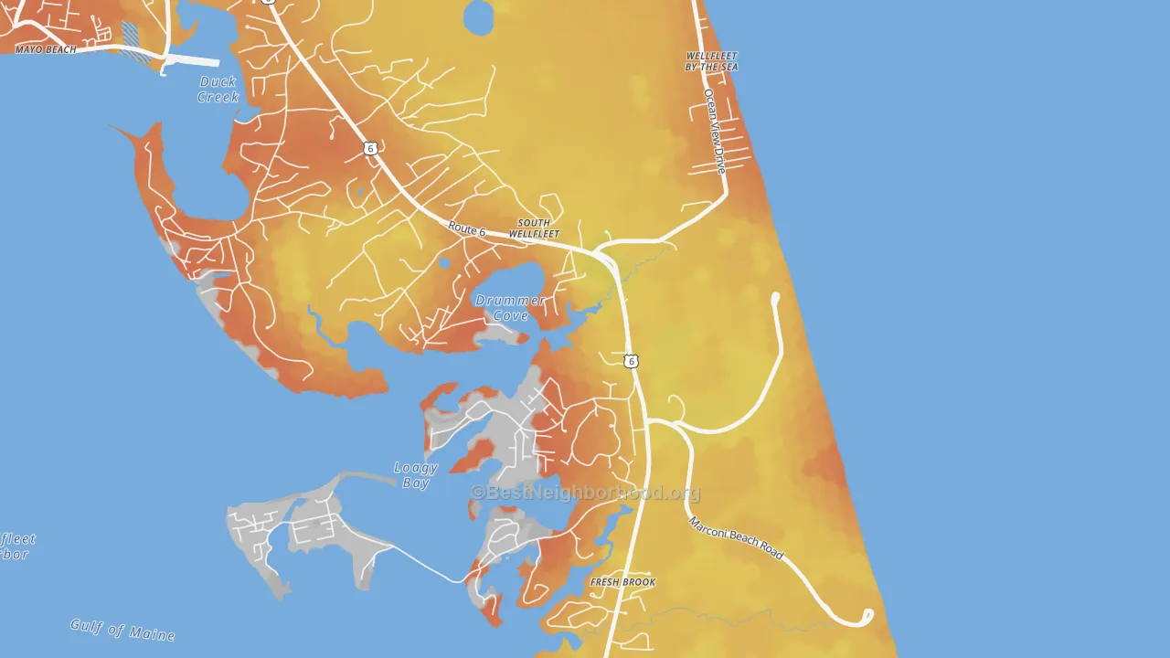 Bike Grade map of South Wellfleet, MA