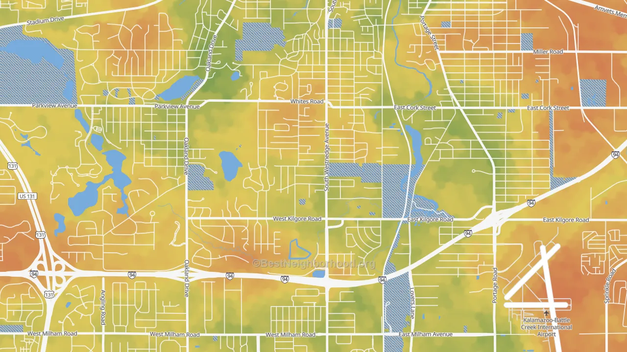 Bike Grade map of South Westnedge, Kalamazoo, MI