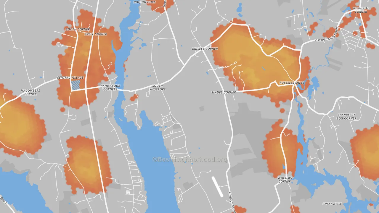 Bike Grade map of South Westport, MA