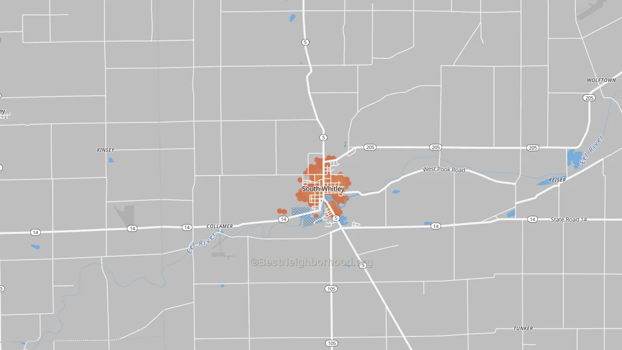 Bike Grade map of South Whitley, IN