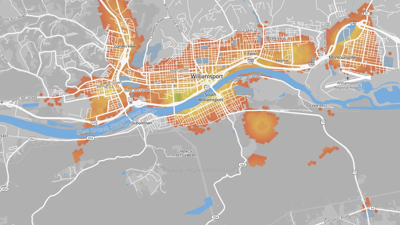 Bike Grade map of South Williamsport, PA