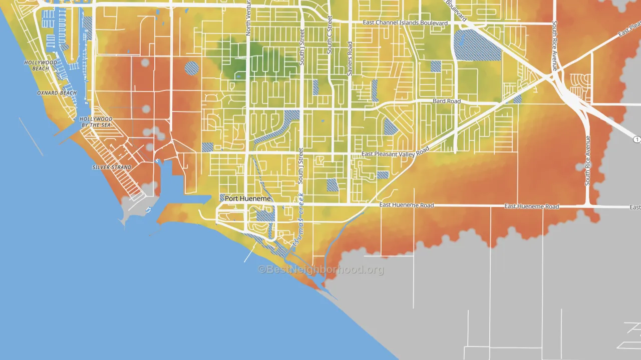 Bike Grade map of South Winds, Oxnard, CA