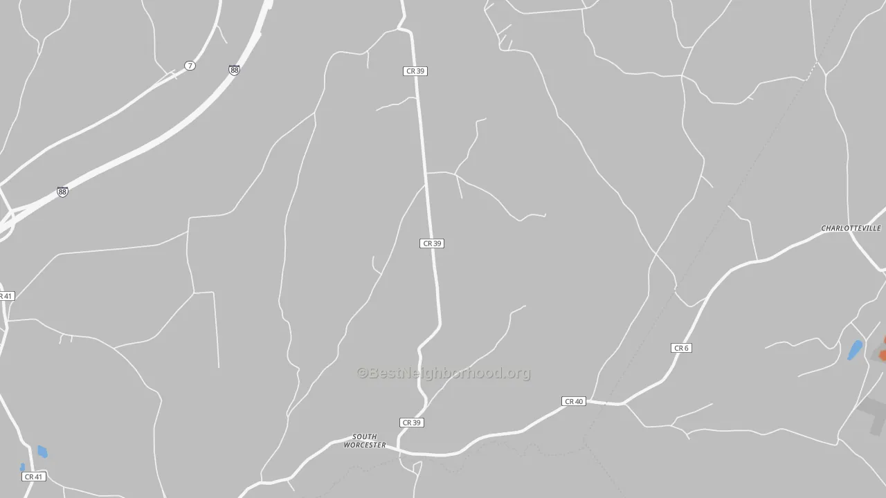 Bike Grade map of South Worcester, NY