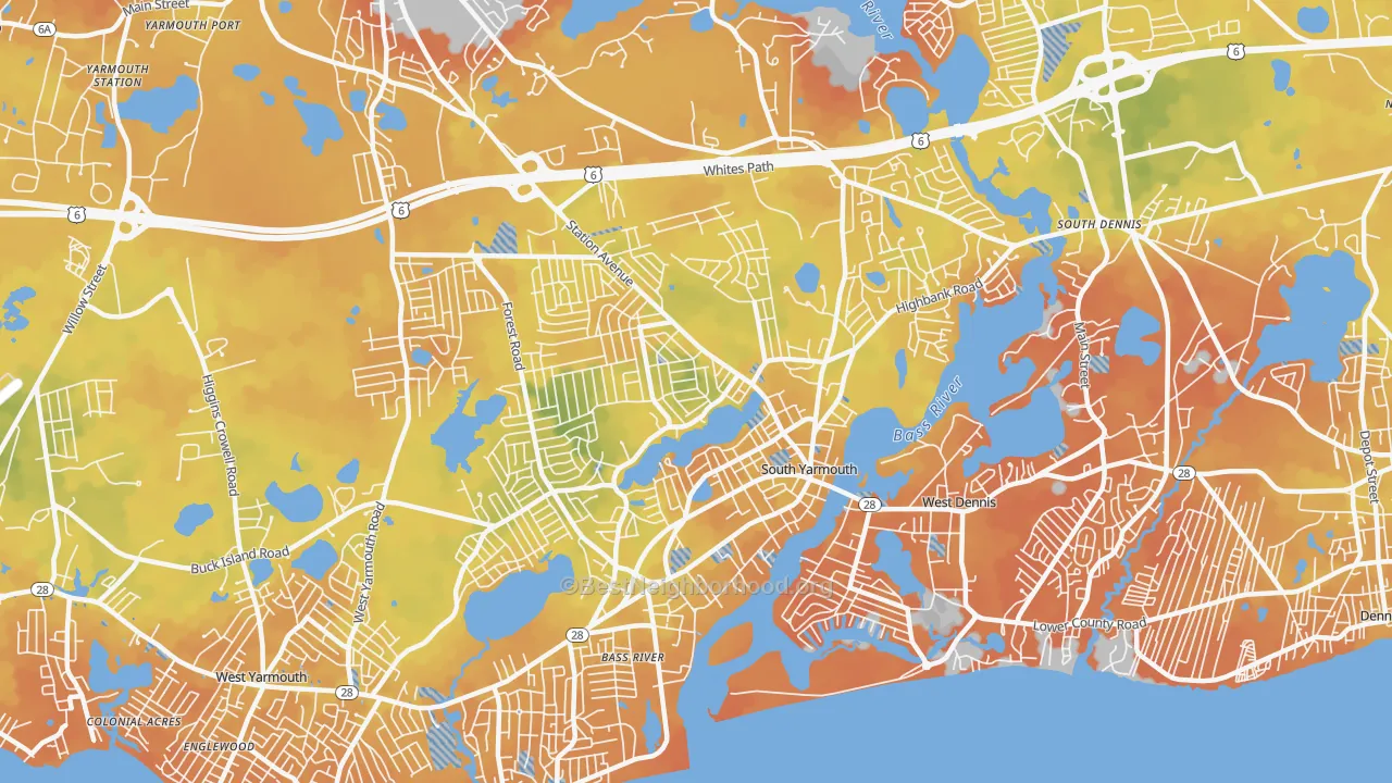 Bike Grade map of South Yarmouth, MA