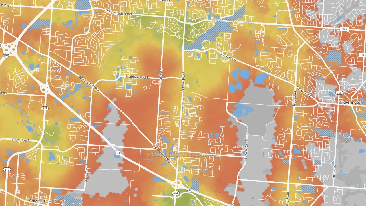 Bike Grade map of Southeast, Canal Winchester, OH