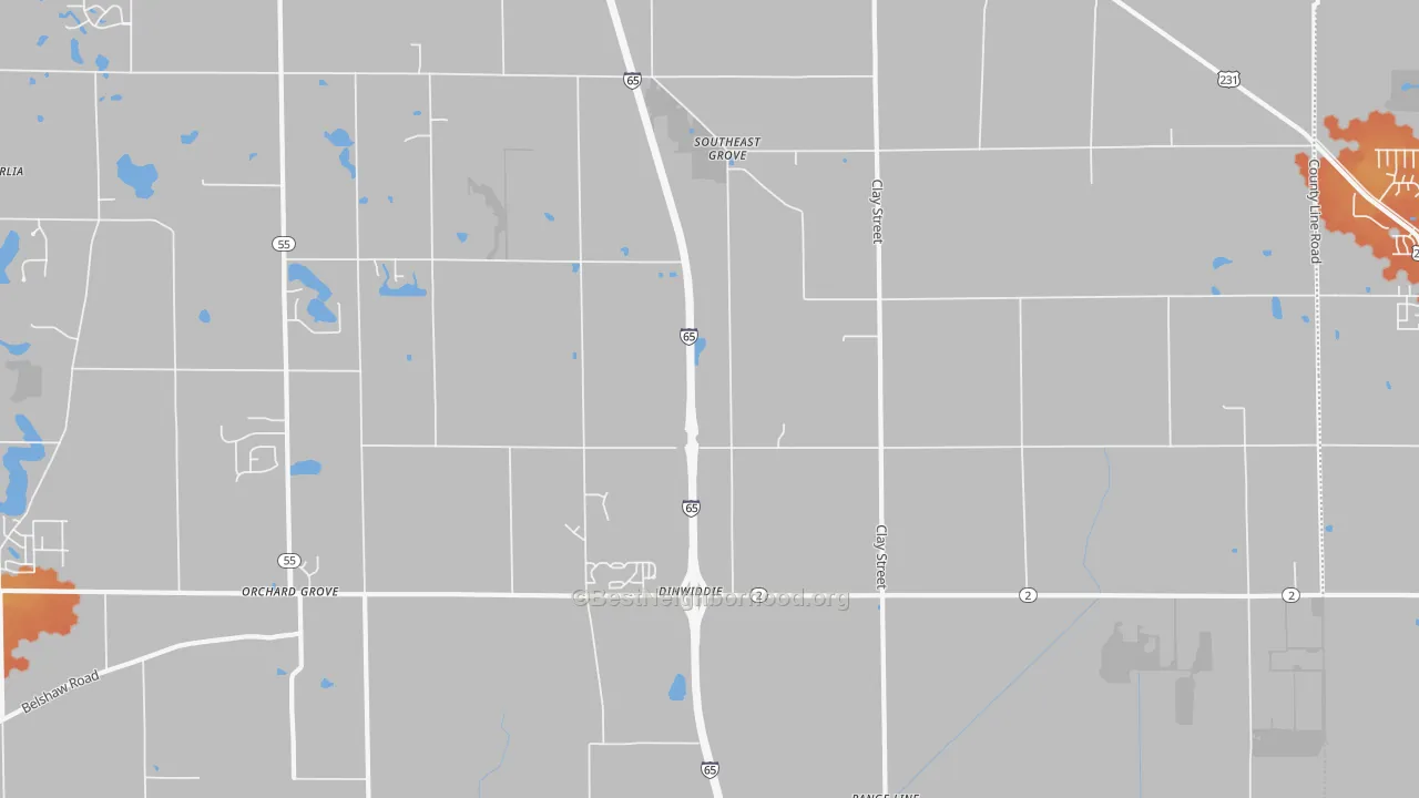 Bike Grade map of Southeast Grove, IN