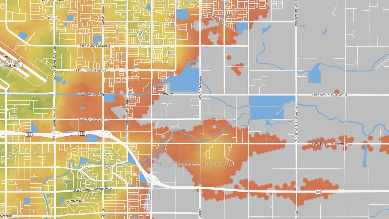Bike Grade map of Southeast Growth Area, Fresno, CA