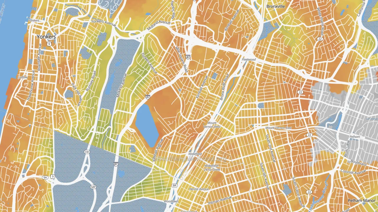 Bike Grade map of Southeast Yonkers, Yonkers, NY