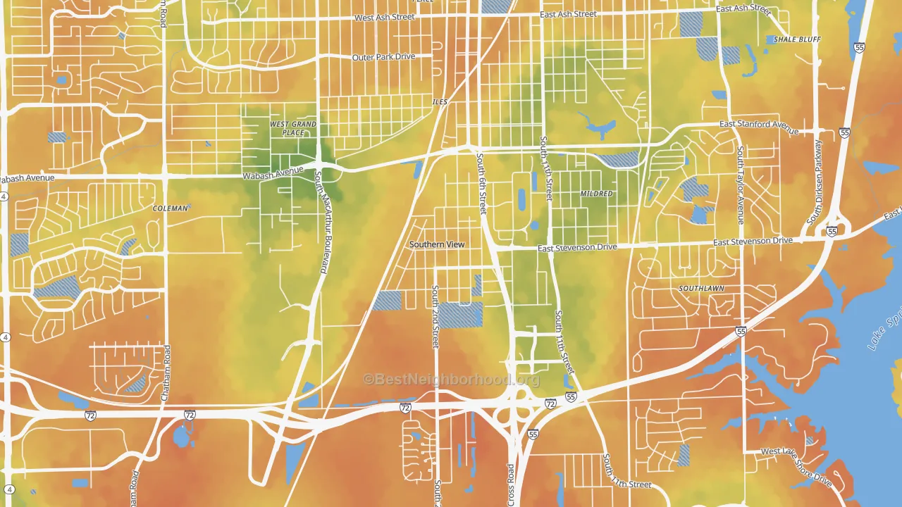 Bike Grade map of Southern View, IL