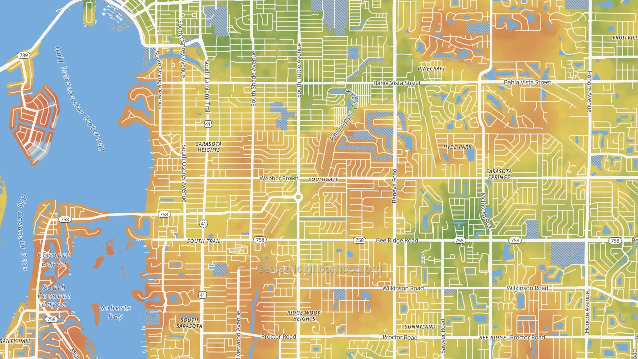 Bike Grade map of Southgate, FL