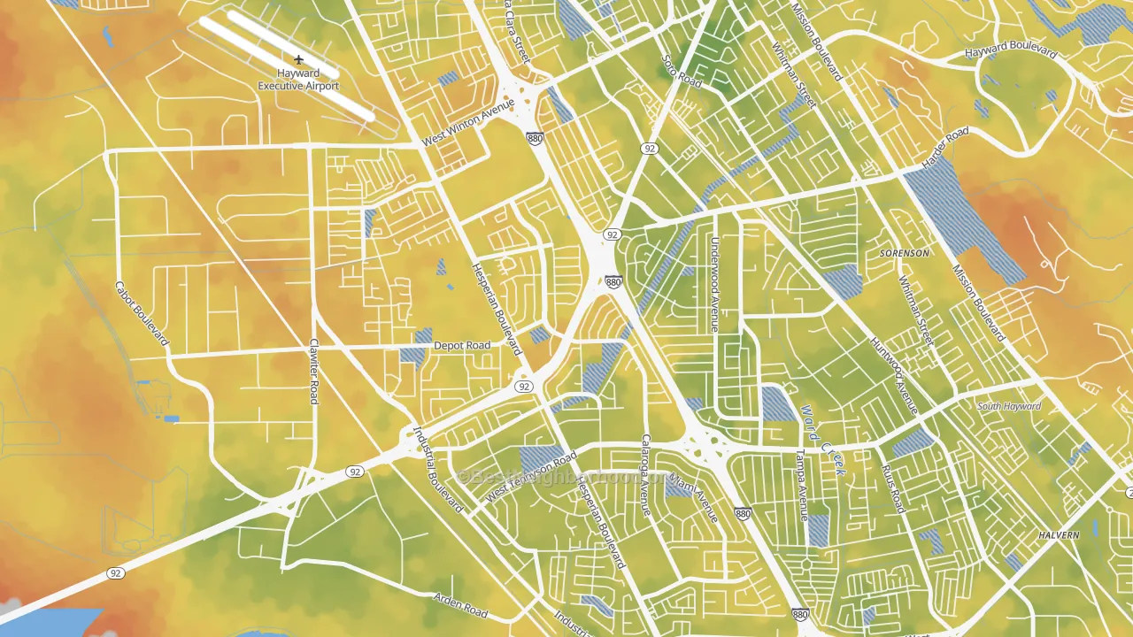 Bike Grade map of Southgate, Hayward, CA