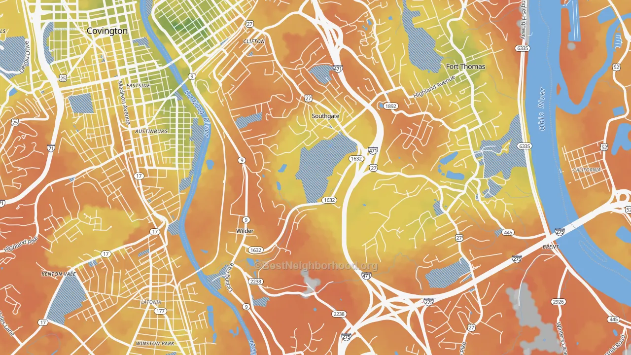 Bike Grade map of Southgate, KY