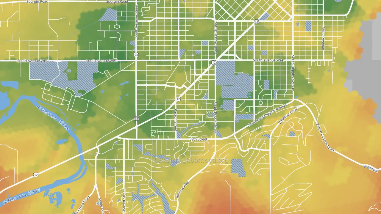 Bike Grade map of Southgate Triangle, Missoula, MT