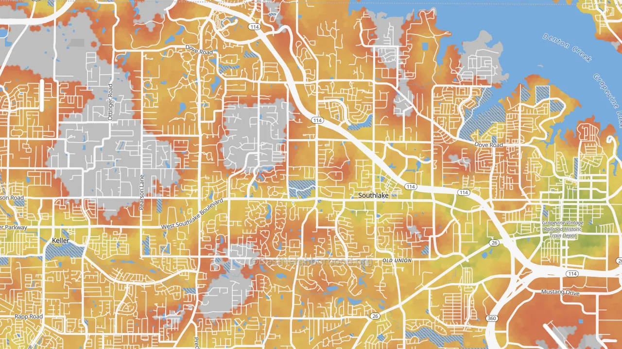 Bike Grade map of Southlake, TX
