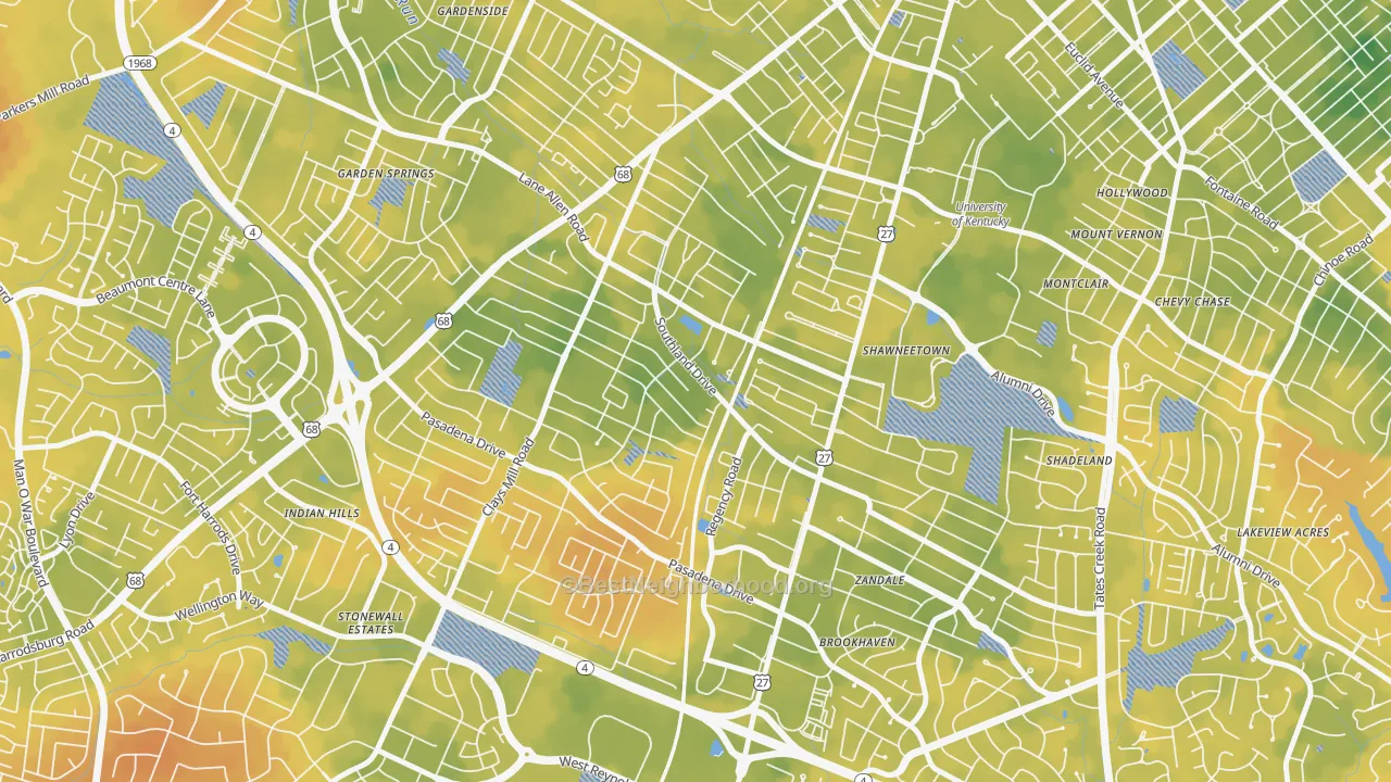 Bike Grade map of Southland Deerfield Open Gates, Lexington, KY