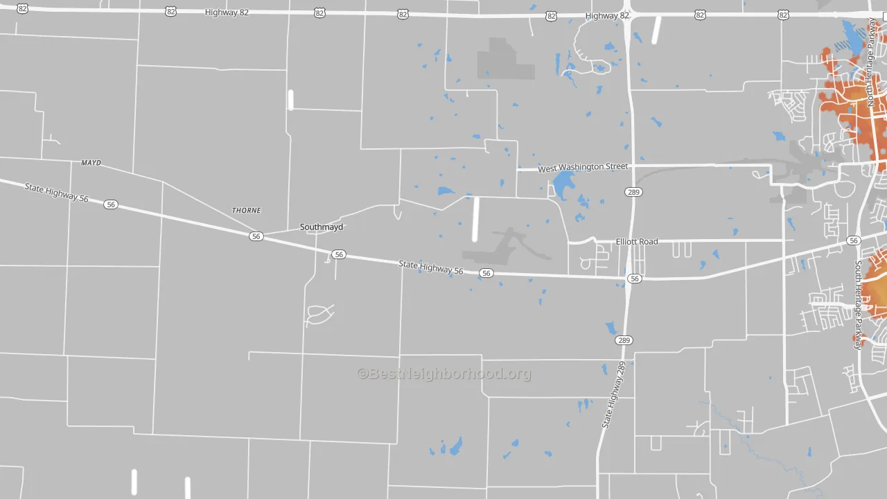 Bike Grade map of Southmayd, TX