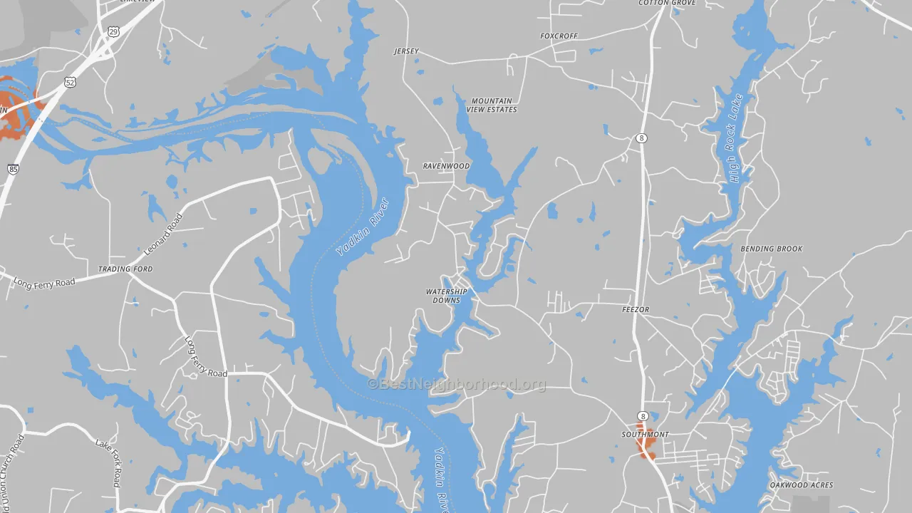 Bike Grade map of Southmont, NC