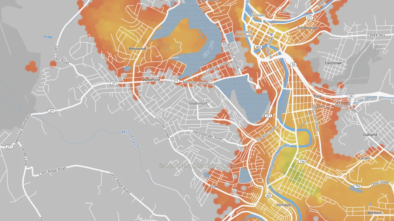 Bike Grade map of Southmont, PA
