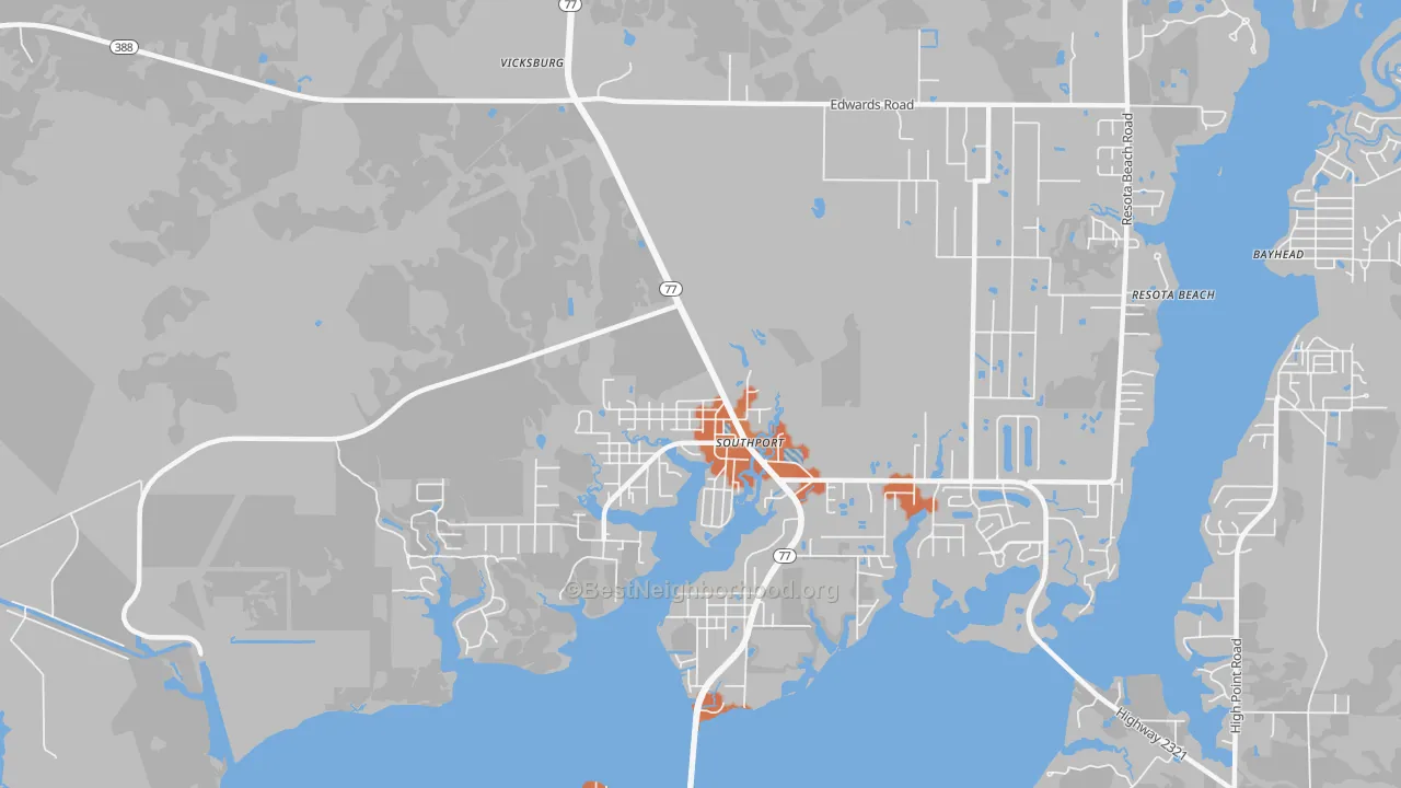 Bike Grade map of Southport, FL