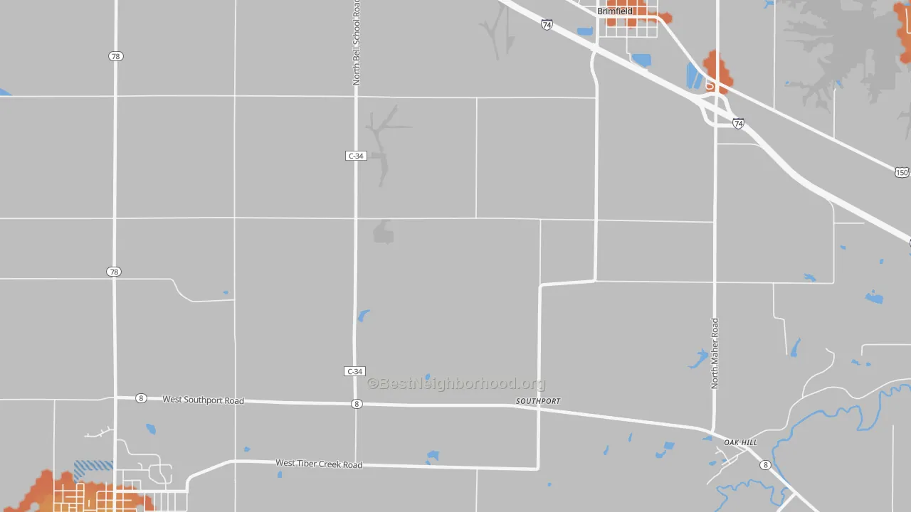 Bike Grade map of Southport, IL
