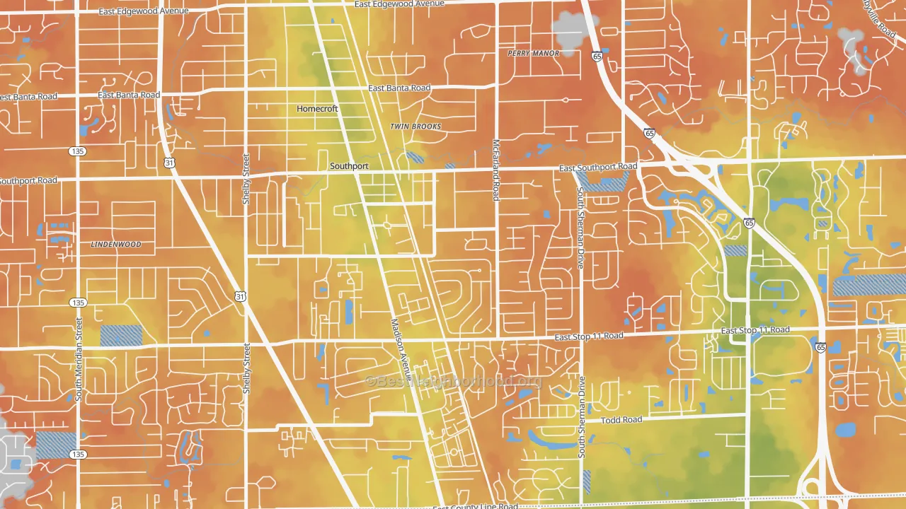 Bike Grade map of Southport, IN