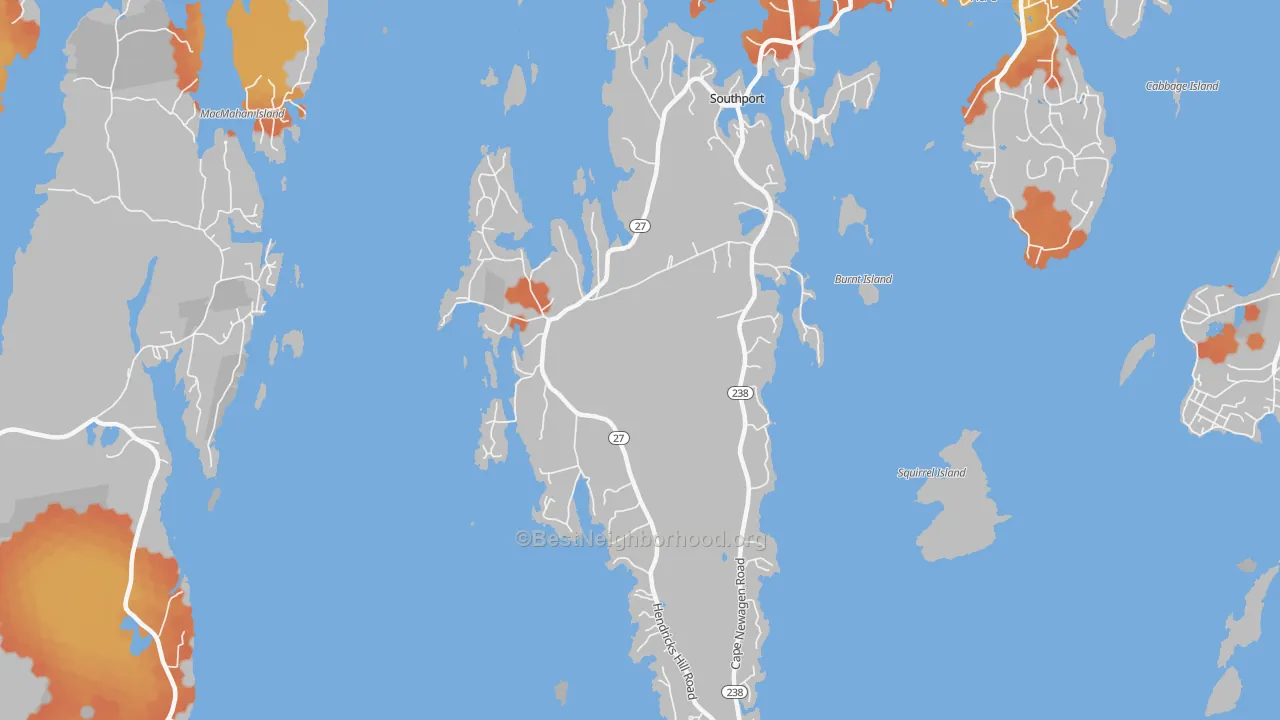 Bike Grade map of Southport, ME