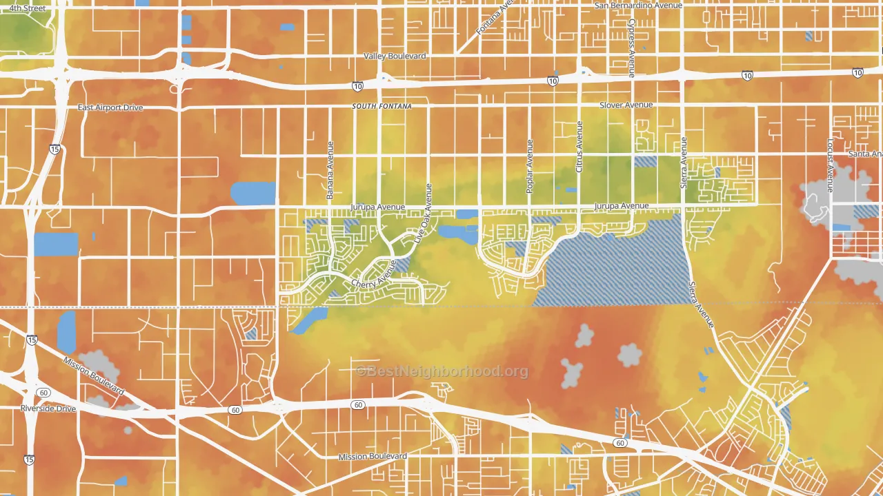 Bike Grade map of Southridge Village, Fontana, CA