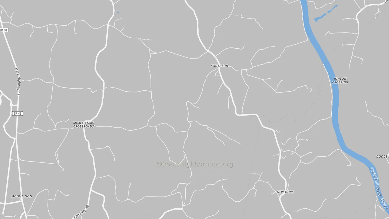 Bike Grade map of Southside, TN