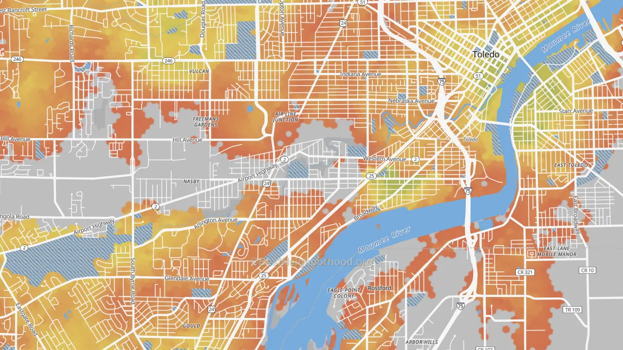 Bike Grade map of Southside, Toledo, OH