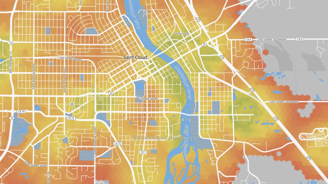 Bike Grade map of Southside University, St. Cloud, MN