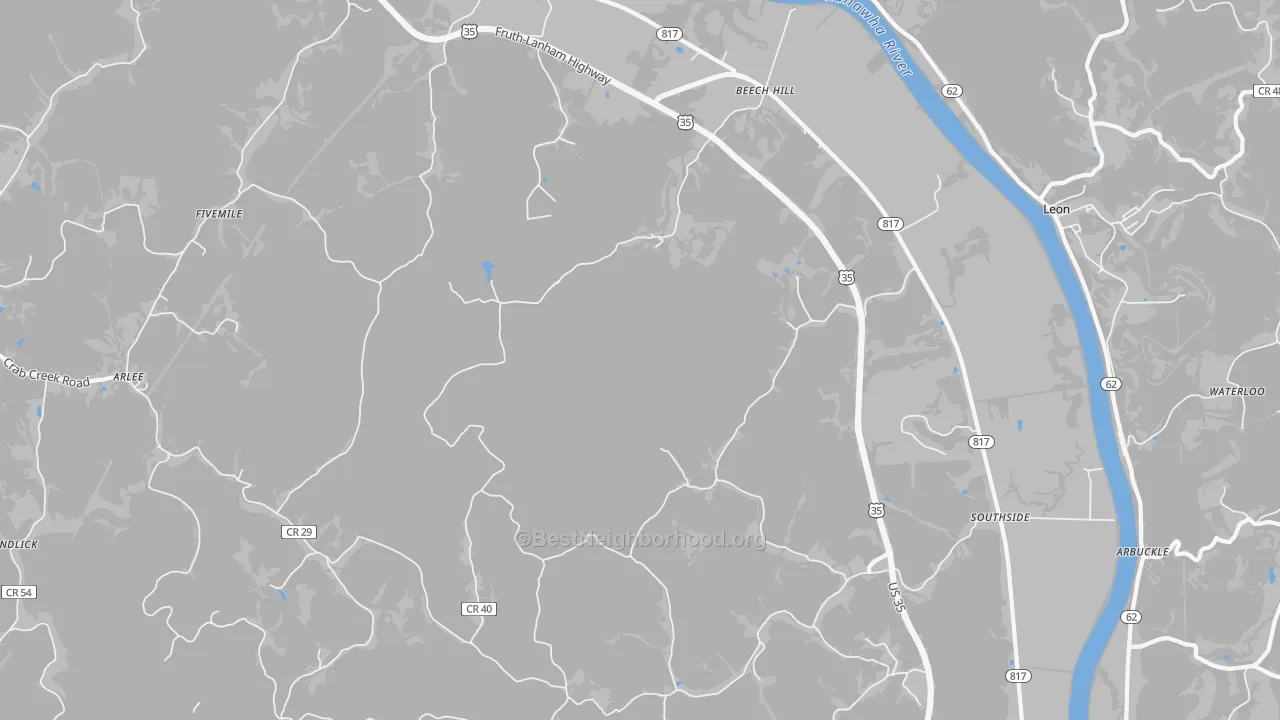 Bike Grade map of Southside, WV