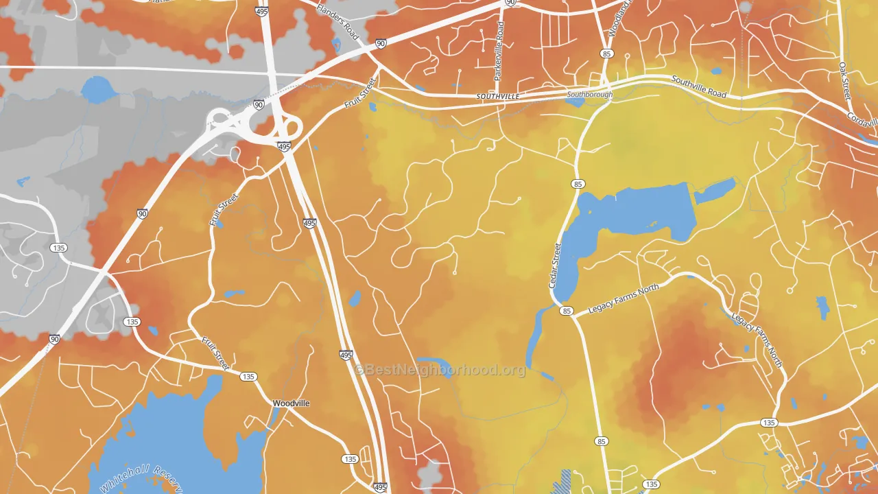 Bike Grade map of Southville, MA