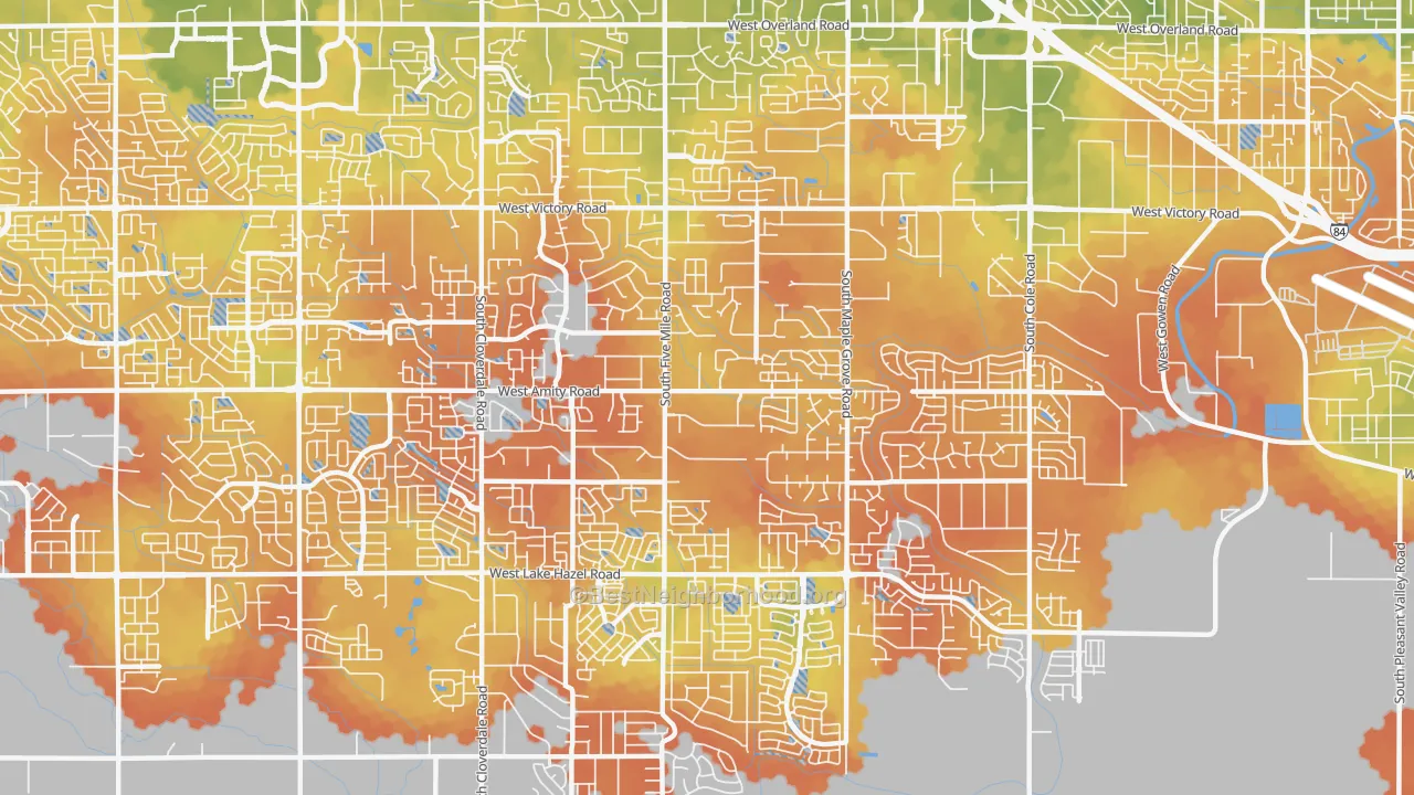 Bike Grade map of Southwest Ada, Boise, ID