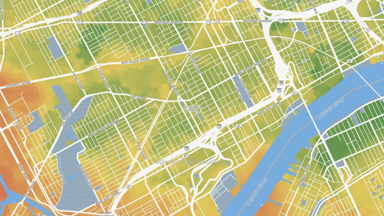 Bike Grade map of Southwest Detroit, Detroit, MI