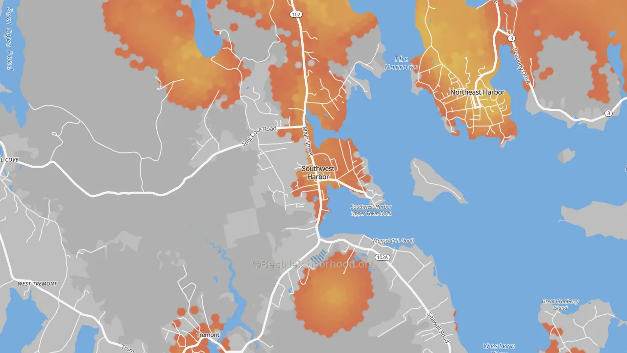 Bike Grade map of Southwest Harbor, ME